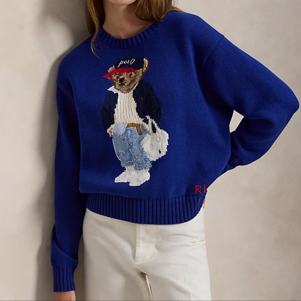 NWT Polo Ralph Lauren Polo Bear Cotton Crewneck Sweater - Sporting Royal Medium